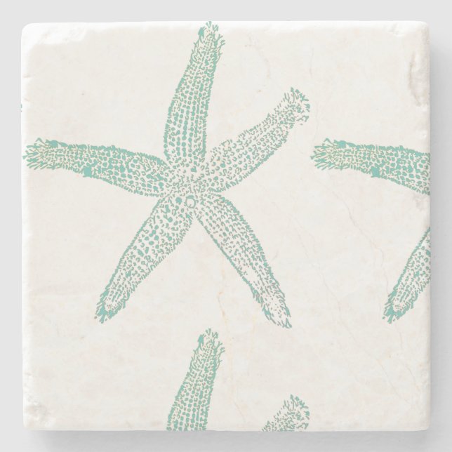 Posavasos De Piedra Starfish Nautical Beach Verde azulado Seafoam Verd (Anverso)