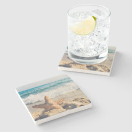 Posavasos De Piedra Starfish Sandy Beach Ocean