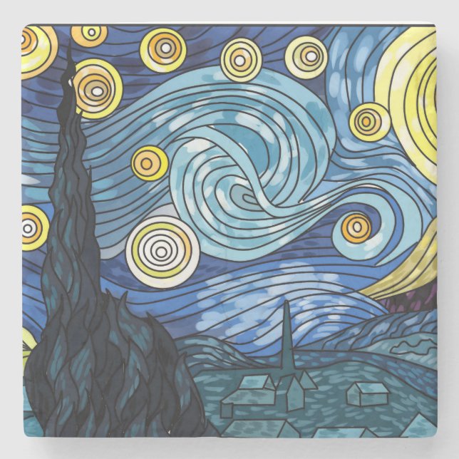 Posavasos De Piedra Starry Night Marble Coster (Anverso)