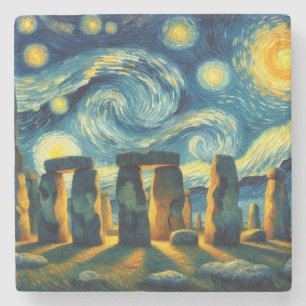 Posavasos De Piedra Starry Night Stonehenge