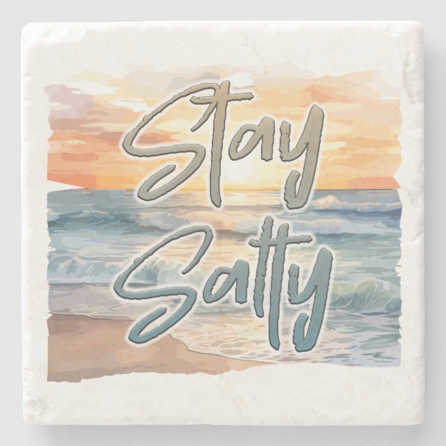 Posavasos De Piedra Stay Salty Sunset Beach (Anverso)