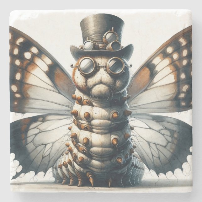 Posavasos De Piedra Steampunk Caterpillar Stone Coaster (Anverso)