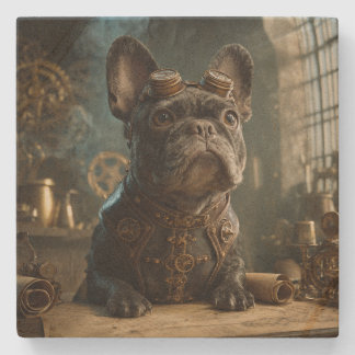 Posavasos De Piedra Steampunk Frenchie (Edition 1) - SandStone Coaster