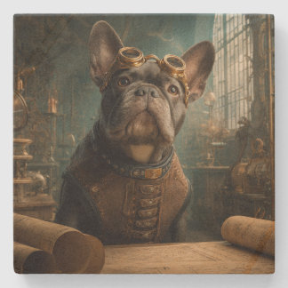 Posavasos De Piedra Steampunk Frenchie (Edition 2) - SandStone Coaster