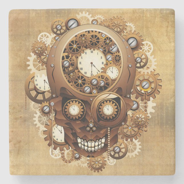 Posavasos De Piedra Steampunk Skull Estilo Gótico (Anverso)
