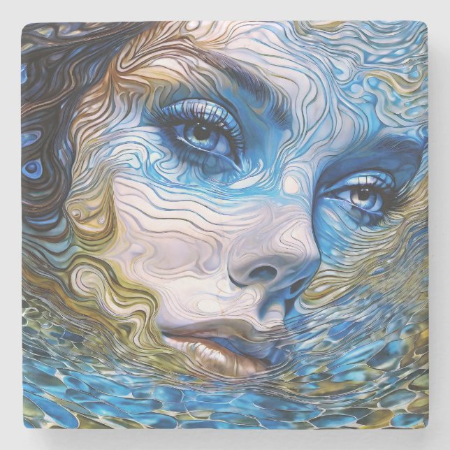 Posavasos De Piedra "Steel Gaze" - Mujeres En El Agua (Anverso)