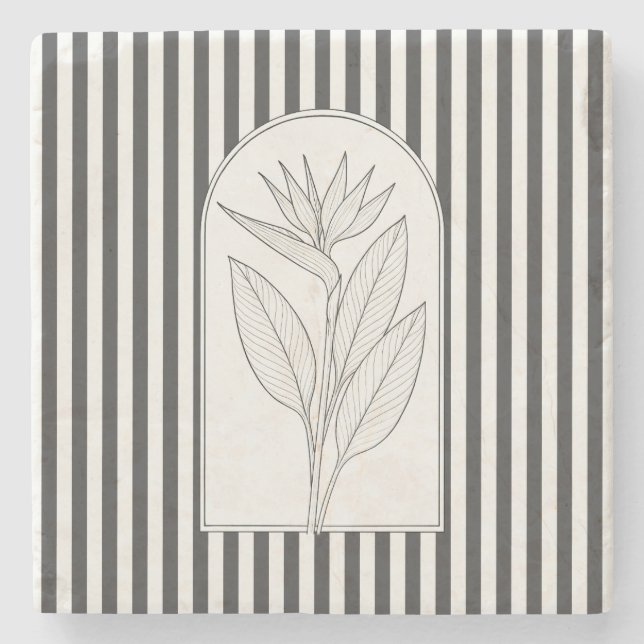 Posavasos De Piedra Sterlitzia Elegante Flor Botánica (Anverso)