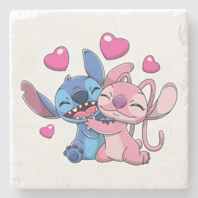 Posavasos De Piedra Stitch &amp; Angel Valentines 1 (Anverso)