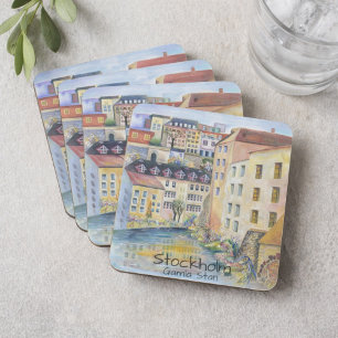 Posavasos De Piedra Stockholm Gamla Stan Ciudad Antigua Paisaje Urbano