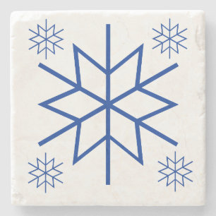 Posavasos De Piedra Stone Coaster - Copos de Nieve Azules