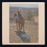 Posavasos De Piedra Stone Coaster- girl on horse, dog in shadow<br><div class="desc">Girl on horse selfie,  and dog in shadow.</div>