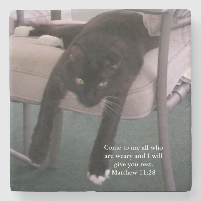 Posavasos De Piedra Stone Coaster- Matthew verse "come to me..."  (Anverso)
