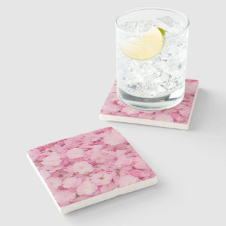 Posavasos De Piedra Stone Coaster Pink Cherry Blossom Floral Botanical