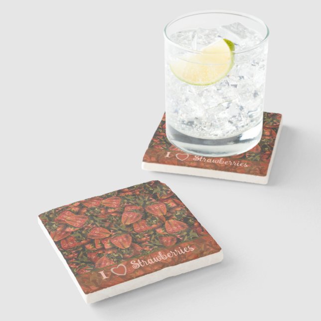 Posavasos De Piedra Strawberries Stone Coaster (Lateral)