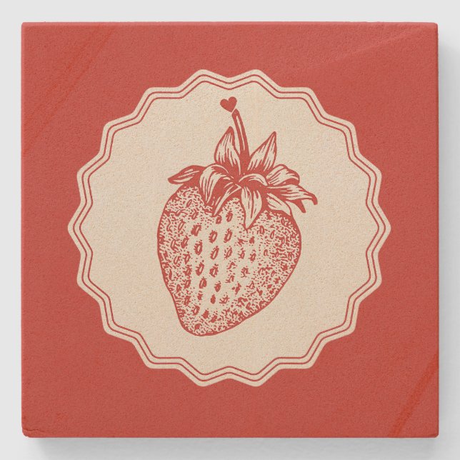 Posavasos De Piedra Strawberry (Anverso)
