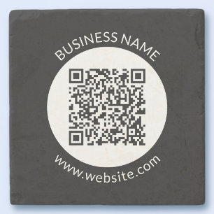 Posavasos De Piedra Su código QR cargado   Texto y colores editables
