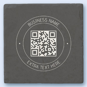 Posavasos De Piedra Su código QR y texto editable Negro y blanco