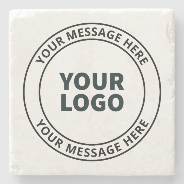 Posavasos De Piedra Su logotipo cargado + texto circular editable (Anverso)