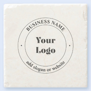 Posavasos De Piedra Su logotipo comercial y texto promocional Blanco