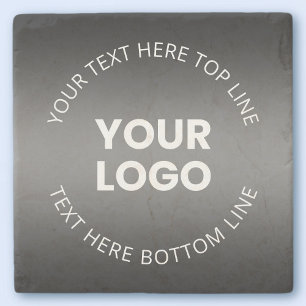 Posavasos De Piedra Su logotipo con gradiente negro y blanco editable
