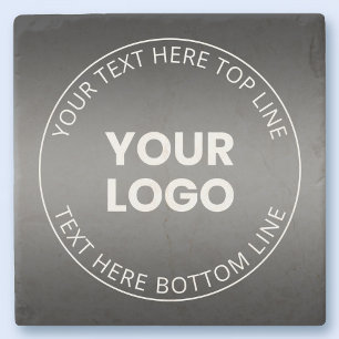 Posavasos De Piedra Su logotipo con gradiente negro y blanco editable
