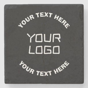 Posavasos De Piedra Su logotipo o imagen y su texto editable   Blanco