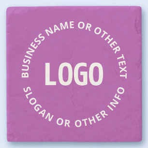 Posavasos De Piedra Su logotipo y texto de Personalizable   Violeta pú