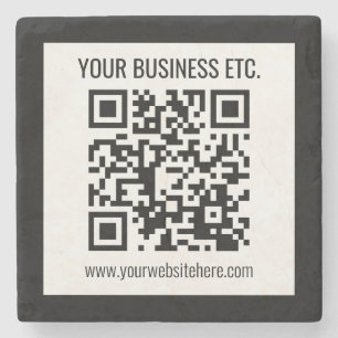 Posavasos De Piedra Su nombre comercial y código QR editable