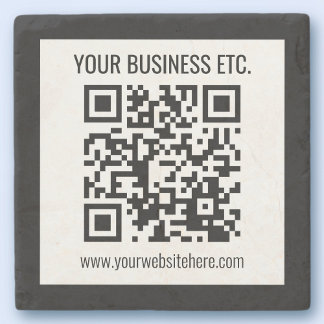 Posavasos De Piedra Su nombre comercial y código QR editable