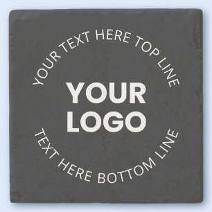Posavasos De Piedra Su propio logotipo y texto circular editable