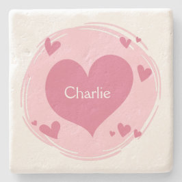 Posavasos De Piedra Su(s) nombre(s) en una tarima de piedra cardíaca