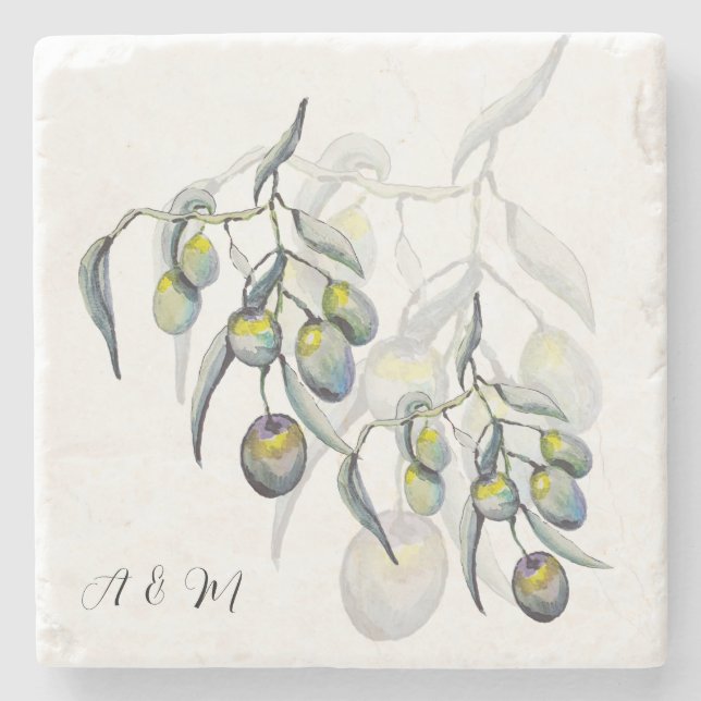 Posavasos De Piedra Subdivisión de Olive Azul Azul Pastel (Anverso)