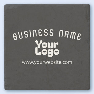 Posavasos De Piedra Subir logotipo retro-moderno negro y blanco (edita