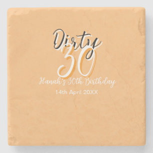Posavasos De Piedra Sucio anuncio de cumpleaños retro simple y naranja