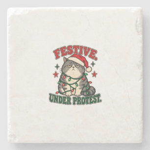 Posavasos De Piedra Sudadera de Navidad Festiva Bajo Protesta