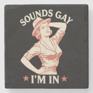 Posavasos De Piedra Suena gay, estoy en Lesbian Cowgirl Howdy LGBTQ