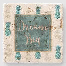 Posavasos De Piedra Sueño de piña blanca de Aqua turquesa