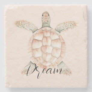 Posavasos De Piedra Sueño de Tortuga Marina Preciosa Melocotón