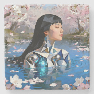 Posavasos De Piedra "Sueño digital del agua" - Retrato digital