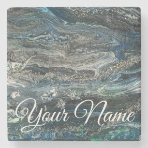 Posavasos De Piedra Sueños de la pintura abstracta oceánica