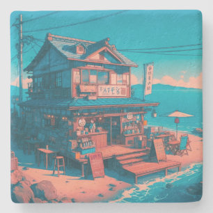 Posavasos De Piedra Sueños de Lofi a orillas del mar