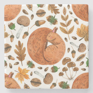 Posavasos De Piedra Sueños de otoño: El paraíso de las ardillas acuáti