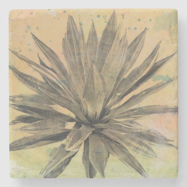 Posavasos De Piedra Sueños del desierto | Planta verde (Anverso)