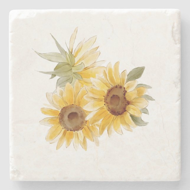 Posavasos De Piedra Sunflower acuático (Anverso)