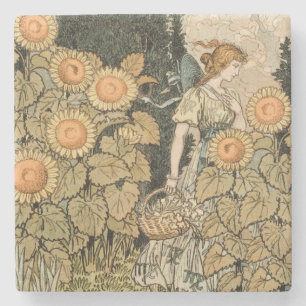 Posavasos De Piedra Sunflower Art Nouveau Garden Grasset Mujer