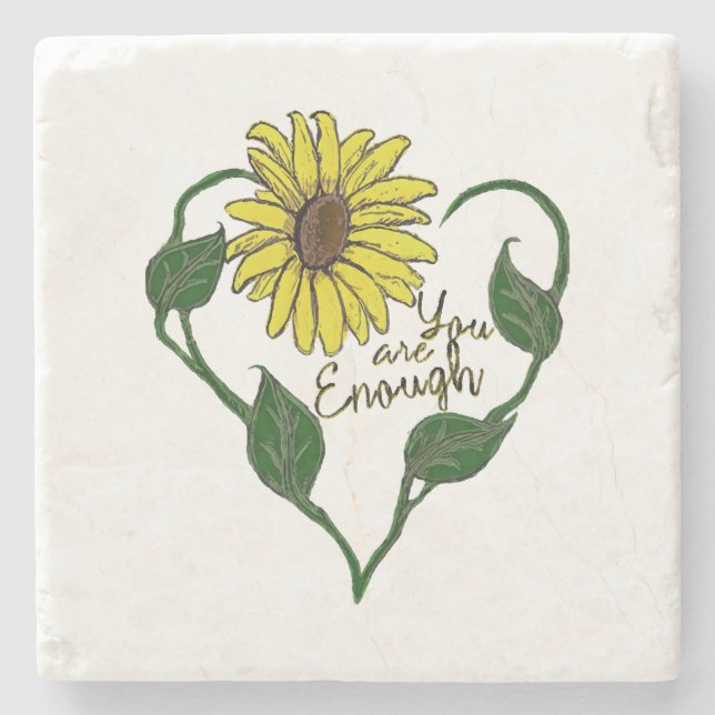 Posavasos De Piedra Sunflower Eres suficiente (Anverso)