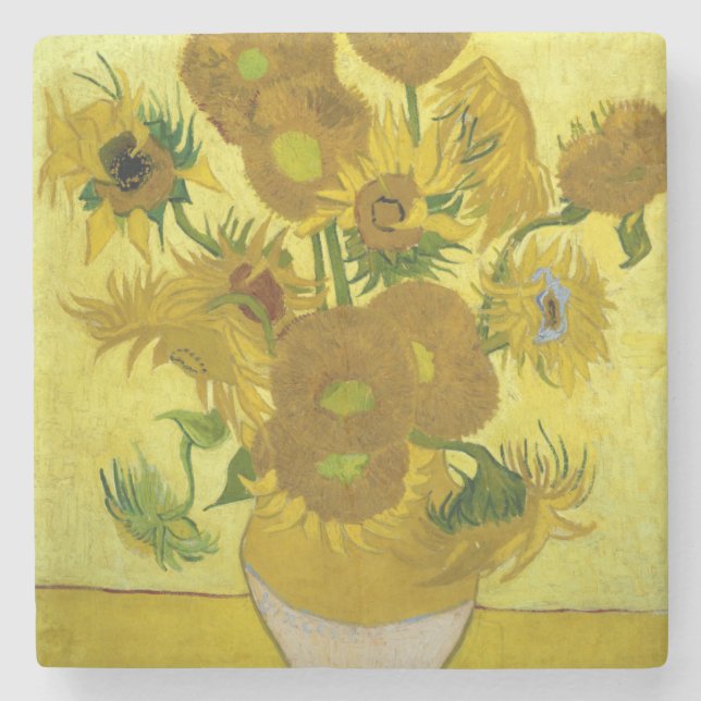 Posavasos De Piedra Sunflowers de Vincent Van Gogh (Anverso)