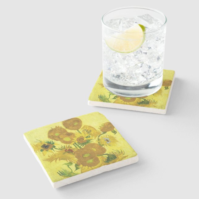 Posavasos De Piedra Sunflowers Vincent van Gogh (Lateral)