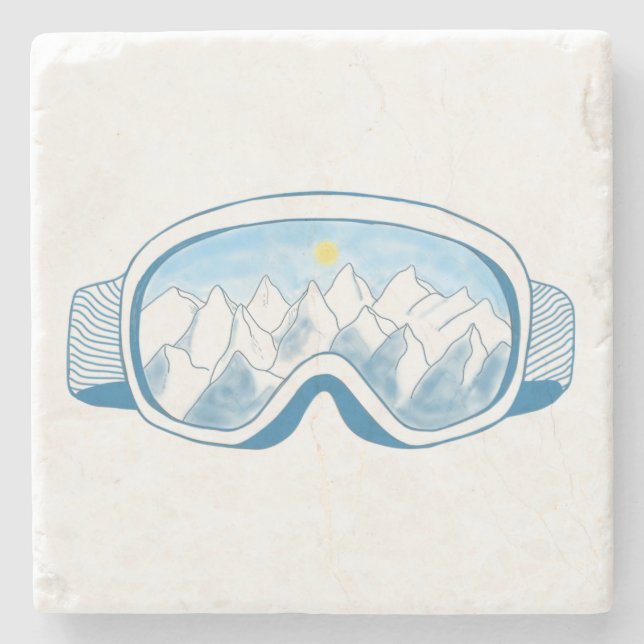 Posavasos De Piedra Sunny Mountain Ski Goggles Ilustracion (Anverso)