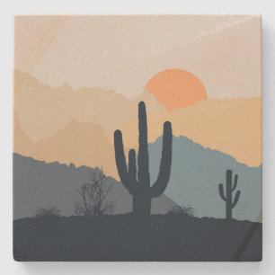 Posavasos De Piedra Sunrise azul y beige desértico